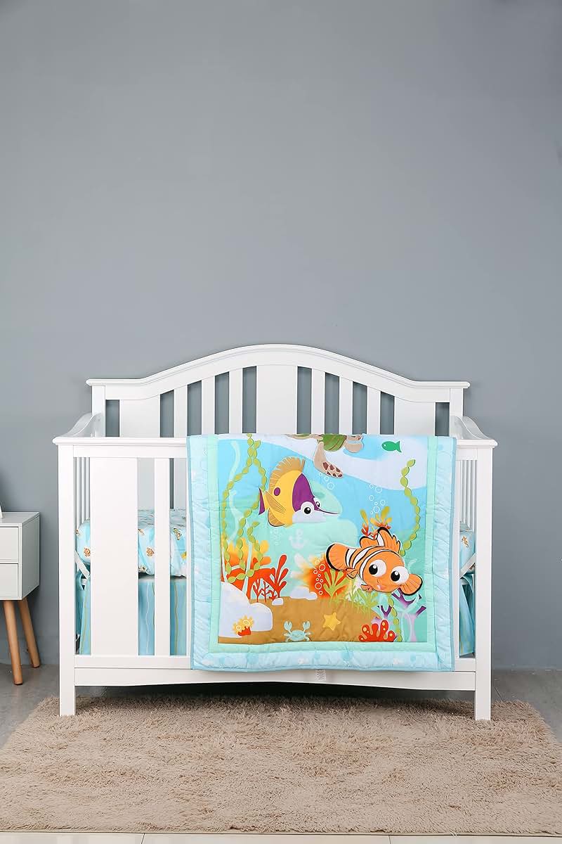 CribMATE 3-Piece Blue Ocean Themed Nursery Crib Bedding Set