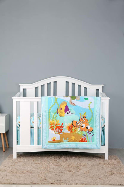 CribMATE 3-Piece Blue Ocean Themed Nursery Crib Bedding Set