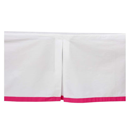 Bacati - Mix N Match White with Band at Bottom Crib Skirt (Pink) (photo 4)