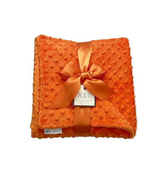 Meg Original Baby Blanket, Double-Sided Orange Minky Dot