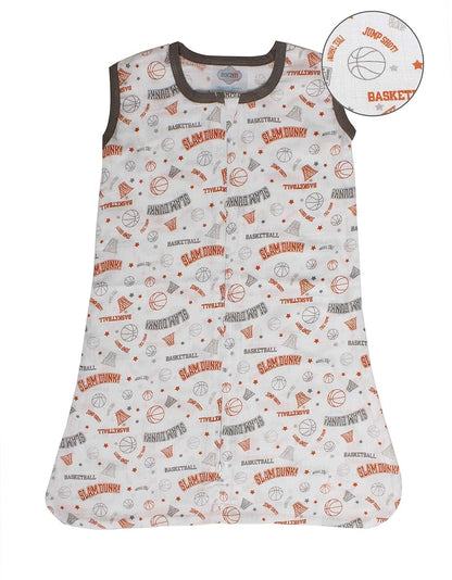 Bacati Basketball Muslin Sleep Sack, Small, Orange/Grey (photo 4)