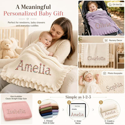 XiZartei Personalized Knit Baby Blanket Embroidered Name Custom Newborn Gifts (photo 3)