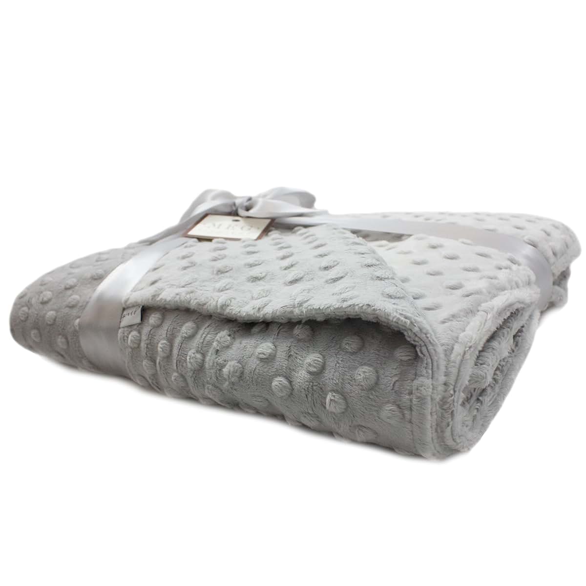 MEG ORIGINAL Baby Minky Dot Crib/Nursery Blanket, Double Sided Silver Gray (photo 2)