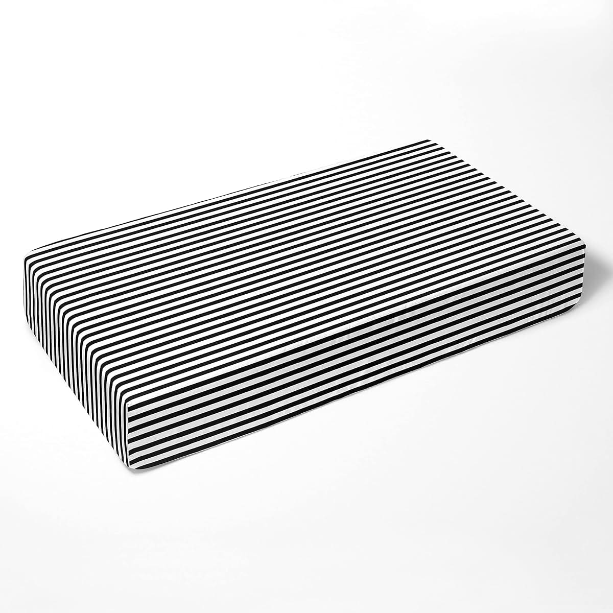 Bacati Black/White Pin Stripes Crib Fitted Sheet (photo 3)
