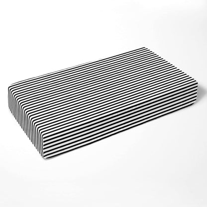 Bacati Black/White Pin Stripes Crib Fitted Sheet (photo 3)