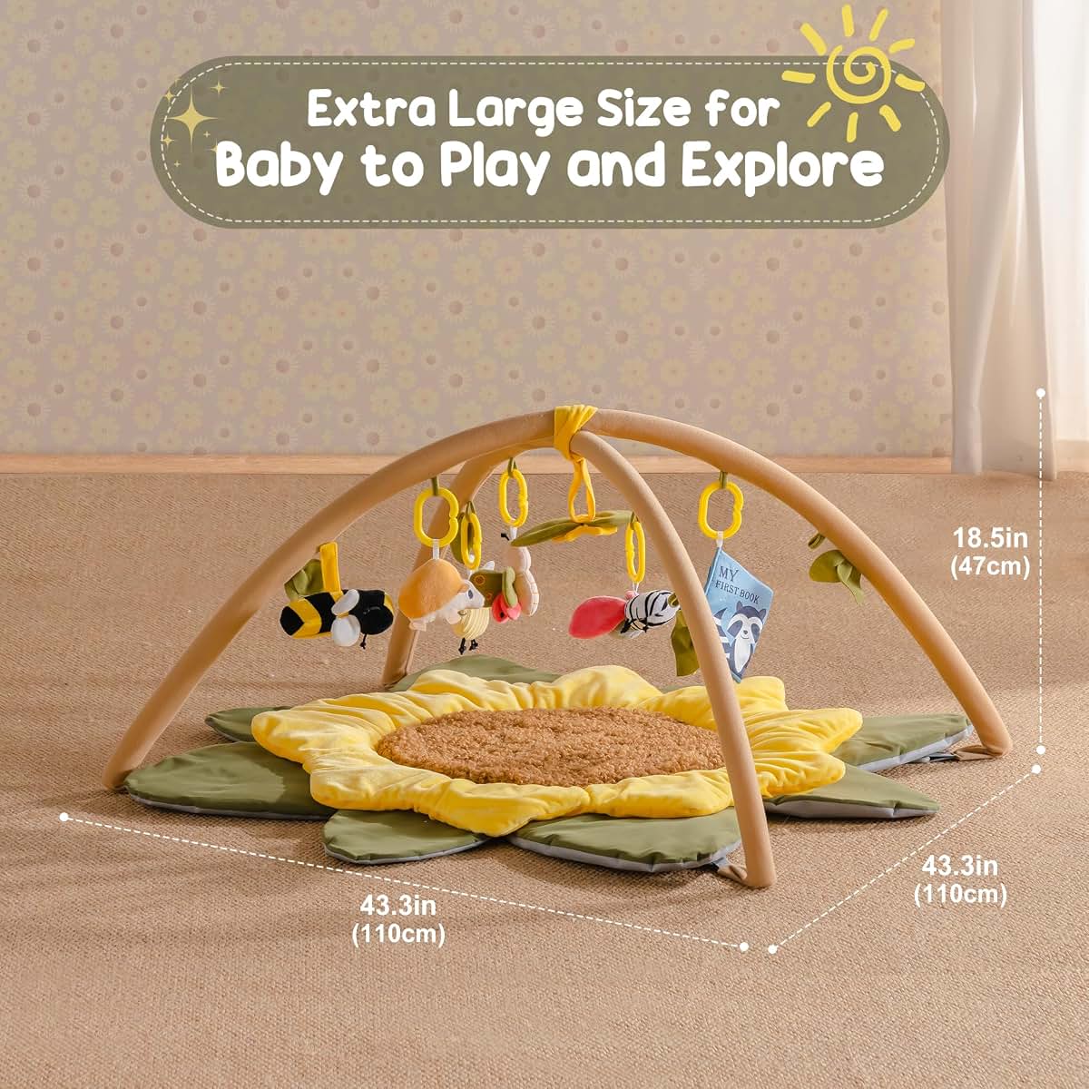 Robotime Baby Play Gym with 7 Sensory Toys for Infants