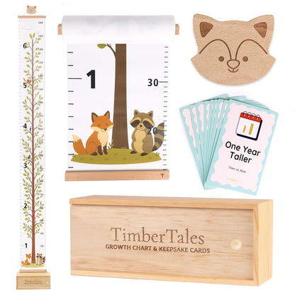 TimberTales Growth Chart And Keepsake Cards With Wooden Box