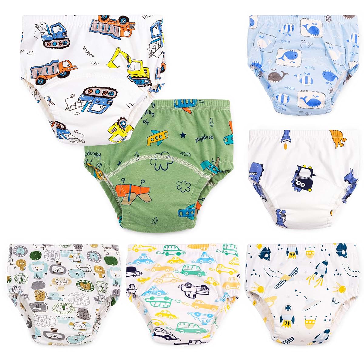 UCandy Boys Cotton Potty Training Underwear, 7 Pack Reusable Training Pants Size 2T
