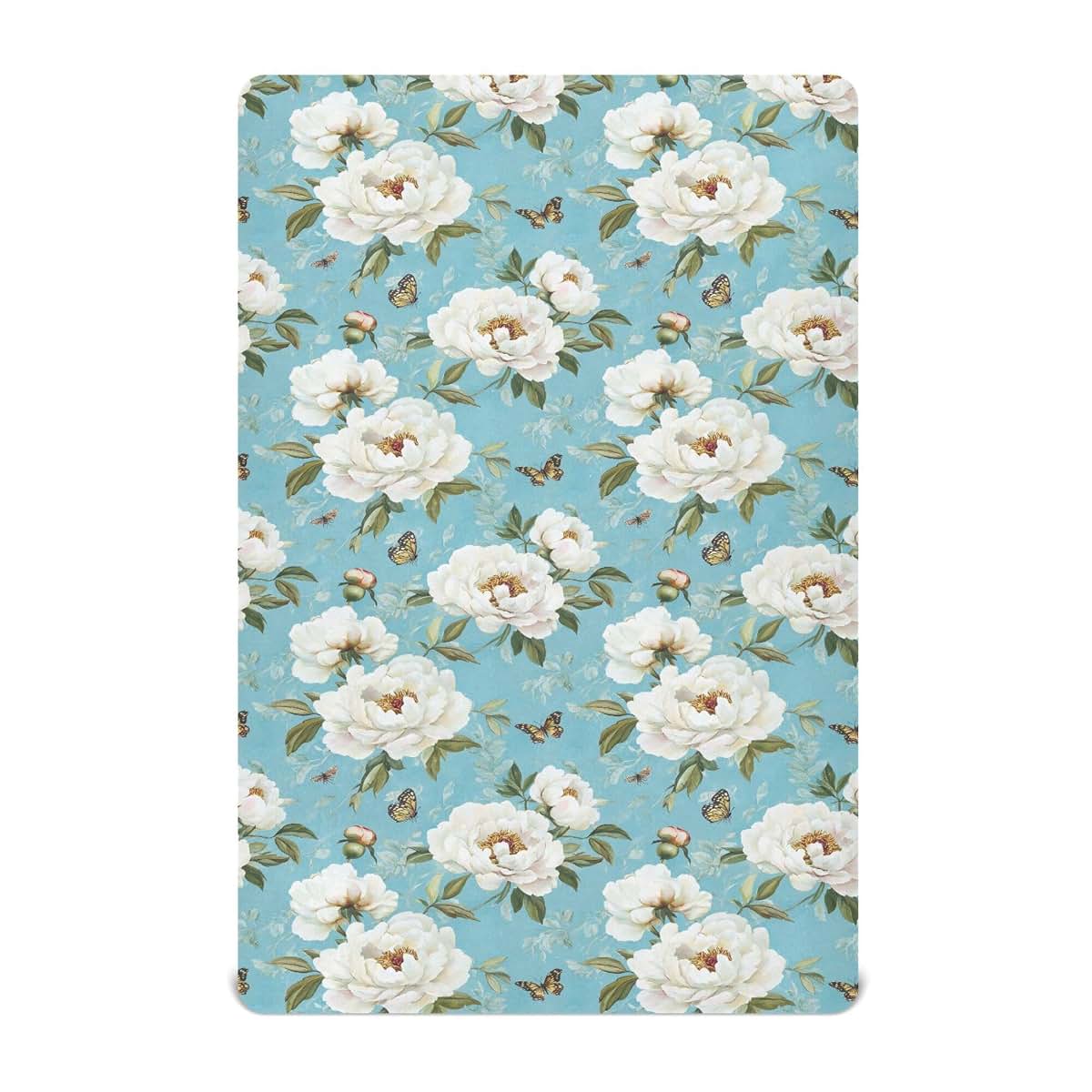 BabyOneStop Vintage Peony Turquoise Fitted Crib Sheet