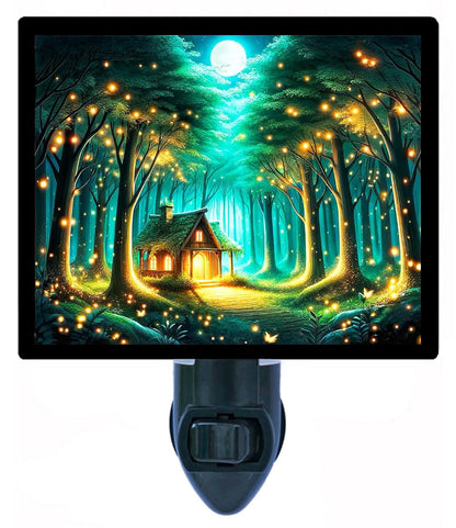 Firefly Magic Night Light with Lightning Bugs Design, Fully Enclosed Bulb, Glass Front, Rotating Plug