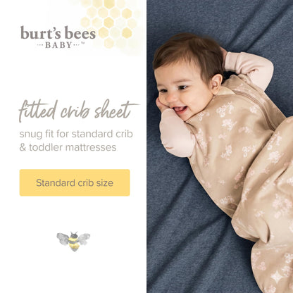 Burt's Bees Organic Cotton Fitted Crib Sheet, Breathable Bedding