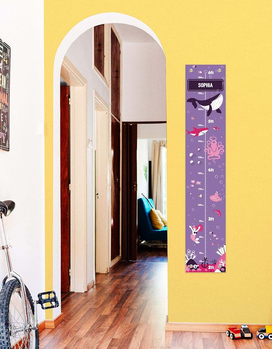 Personalization Mall Personalized Gifts Nautical Whale Aquatic Purple Growth Chart - 2-Pack