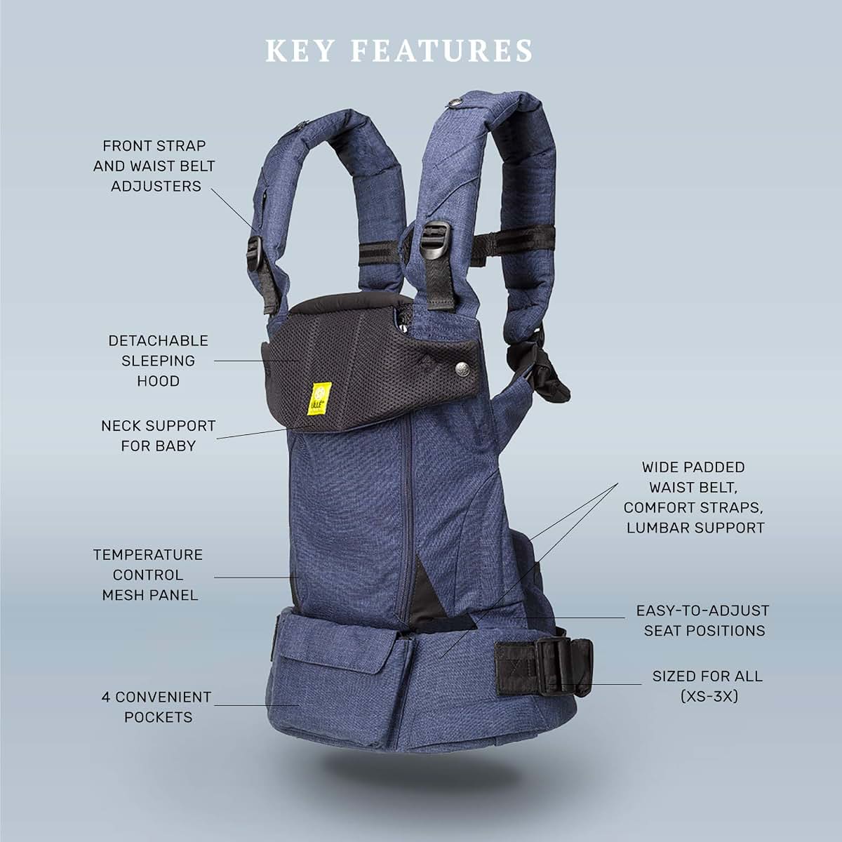 LILLEbaby LÍLLÉbaby Serenity 6-in-1 Ergonomic Baby Carrier, Newborn to Toddler, Lumbar Support with Convertible Tote (photo 2)