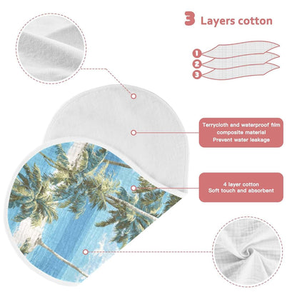 Mazeann Tropical Beach Burp Cloths | Absorbent Waterproof Cotton Rags for Baby