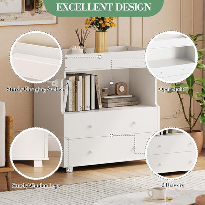PeacefulHues Baby Changing Table Dresser With 2 Drawers (photo 4)
