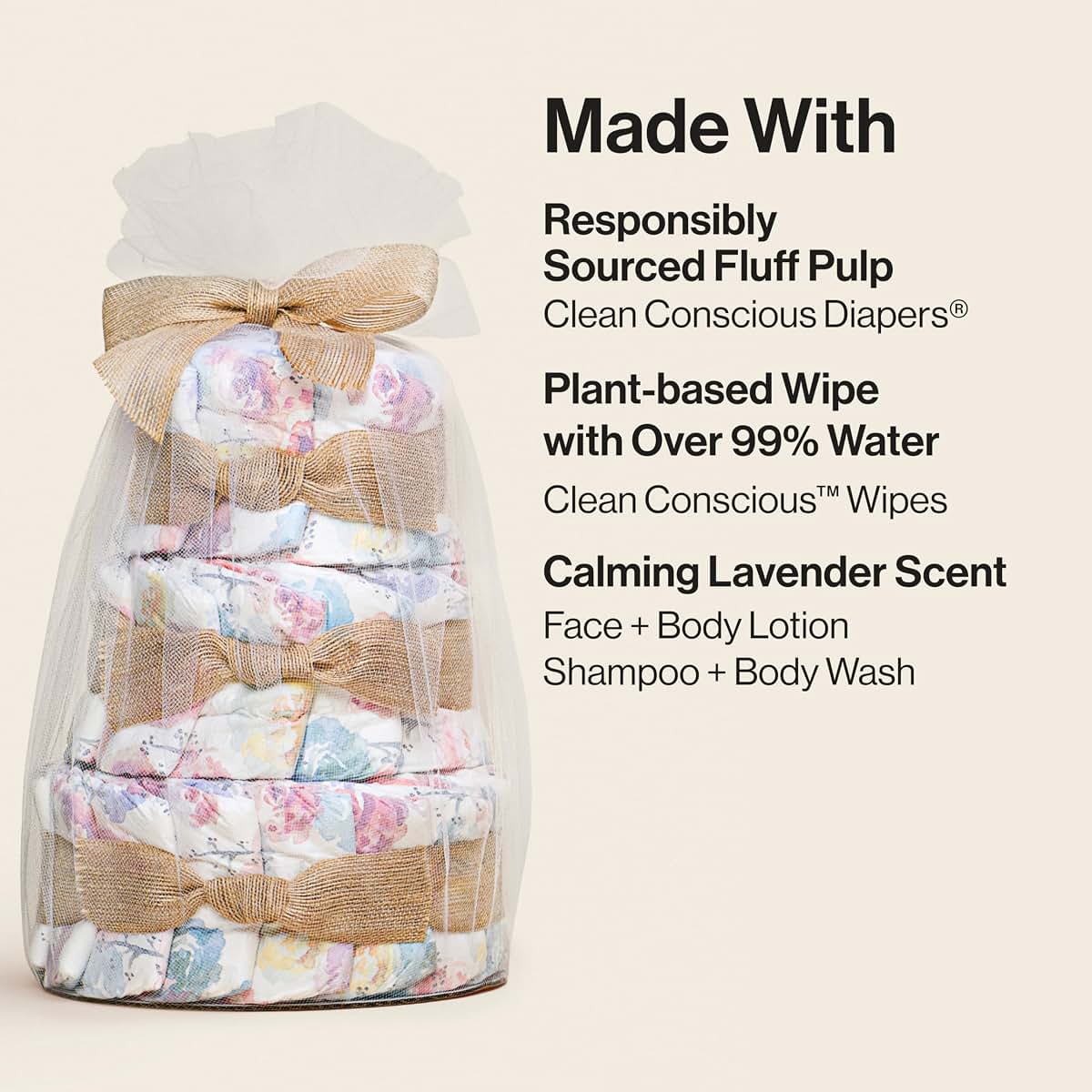 The Honest Company Diaper Cake, Plant-Based, Rose Blossom, 35 Count (photo 4)