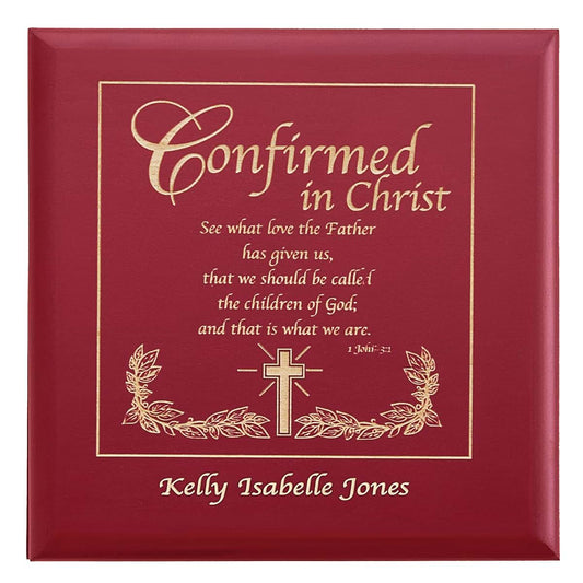 Let's Make Memories Personalized Confirmation Keepsake Box - Scripture - Sacrament - Religious Keepsake - Natural Wood