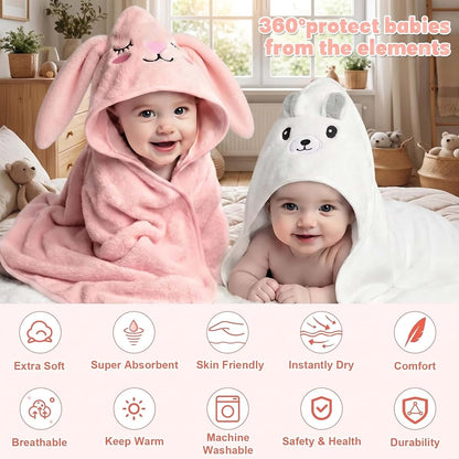 CandyHome 9 Pcs Baby Bath Towels Set for Infants and Toddlers