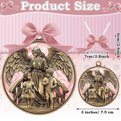 Misdary Guardian Angel Crib Medal with Pink Ribbon, 3 Inch Nursery Keepsake