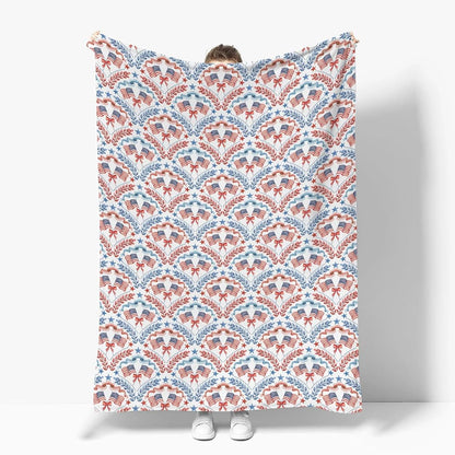Patriotic American Flag Baby Blanket, Soft Flannel Swaddle Receiving Blanket 40x50 Inch