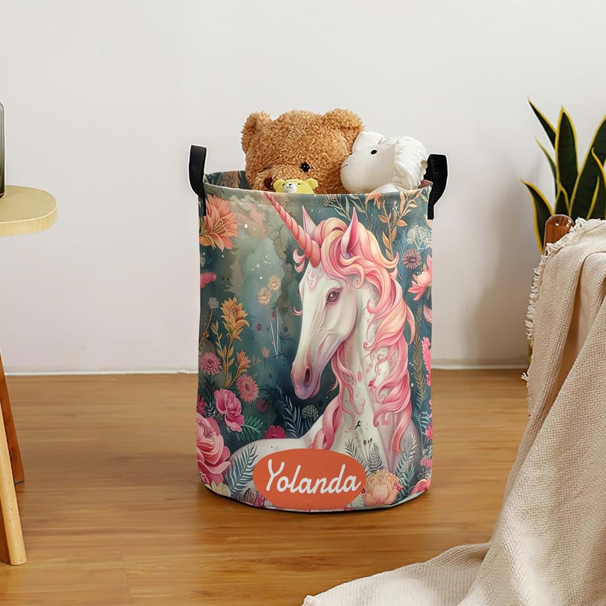 Esthqetic Personalized Kids Laundry Basket with Unicorn Design (photo 4)
