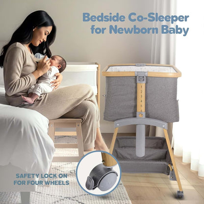 Motherly Haven Baby Bassinet Bedside Sleeper 37"L x 21"W x 33"H, Light Grey (photo 4)