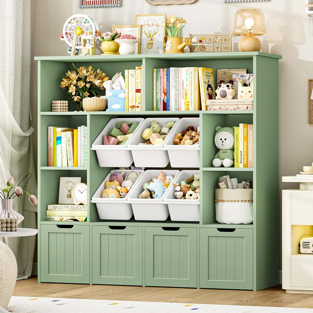 Finetones Toy Storage Organizer with Movable Drawers for Kids Playroom