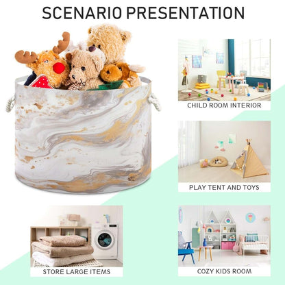 Xigua Marble Cotton Rope Storage Basket for Nursery & Laundry Room