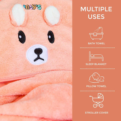 Ioly's Hooded Baby Bath Towel Set of 3, Absorbent for Newborns