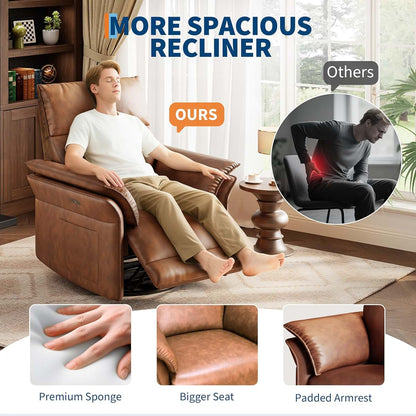 IDEALHOUSE Power Recliner Chair, 270° Swivel Rocking Glider with USB Charging Port