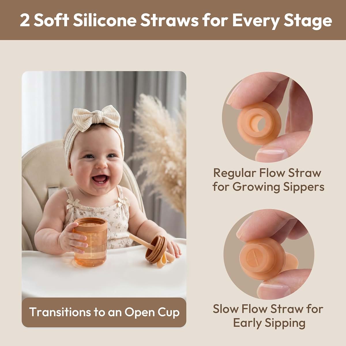 Moonkie Baby Straw Cup | Silicone Sippy Training Cup