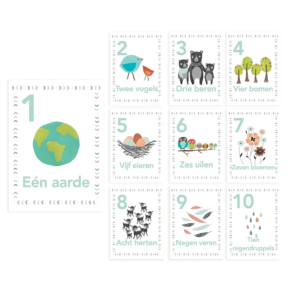 Children Inspire Design Woodland Number Counting Wall Cards in Dutch