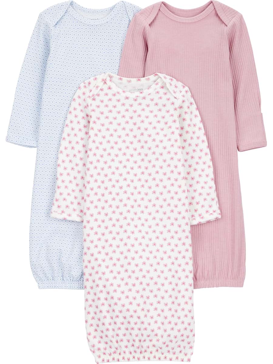 Simple Joys by Carter's Girl 3-pack Cotton Sleeper Gown Newborn