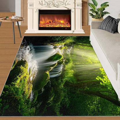 Hygiuid Natural Scenery Mossy Forest Area Rug, 4x5 Rectangular Low-Pile Carpet (photo 2)