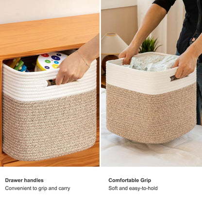 Bitimi 11 Inch Cotton Rope Woven Storage Cubes, 3-Pack Set (photo 4)