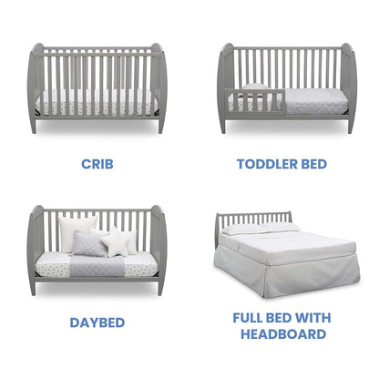 Delta Children Taylor 4-in-1 Convertible Baby Crib, Grey, Sustainable New Zealand Wood