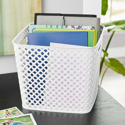 White Cube Storage Basket Organizer Bin for Closets and Shelving