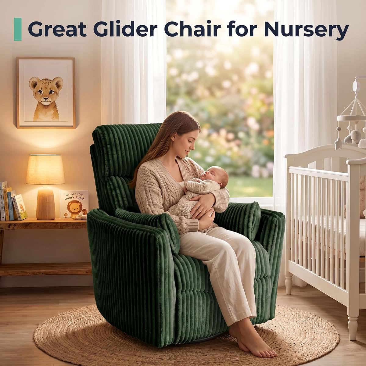 HearthHarmony Power Swivel Recliner Chair, Nursery Rocking Glider Chair (photo 4)