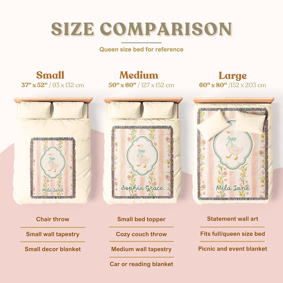 Studio Sam and Co Personalized Cotton Baby Blanket Custom Goose Woven Tapestry Throw (photo 2)
