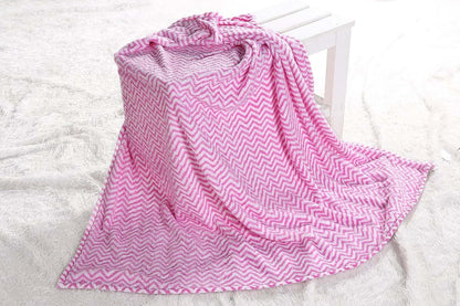 Bacati Ikat Chevron Toddler, Multi-Use, Travel, and Throw Blanket in Bright Pink