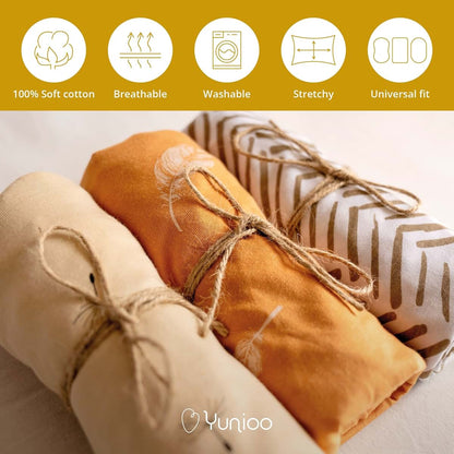 Yunioo Premium Fitted Baby Bassinet Sheets, Changing Pad Cover and Stroller Sheets, Compatible with 4moms Mamaroo