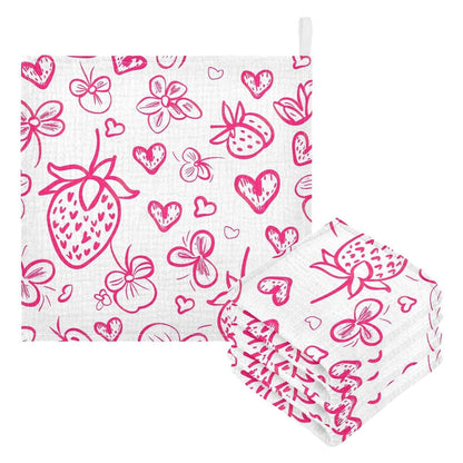 Yettasbin Strawberry Muslin Baby Washcloths, 4 Layers, 3 Pack
