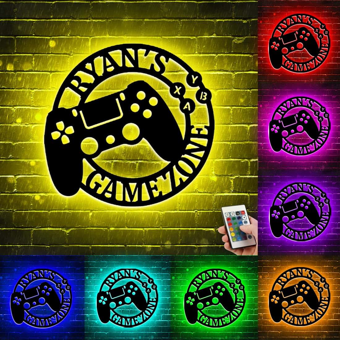 Moakcey Custom Gamepad LED Neon Light Sign with Personalized Name for Video Game Controller - Decor for Boy's, Teen's