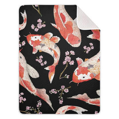 Kigai Koi Fish Black Baby Blanket