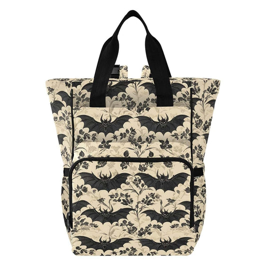 MNSRUU Bats and Flowers Vintage Diaper Bag Backpack, Large Capacity