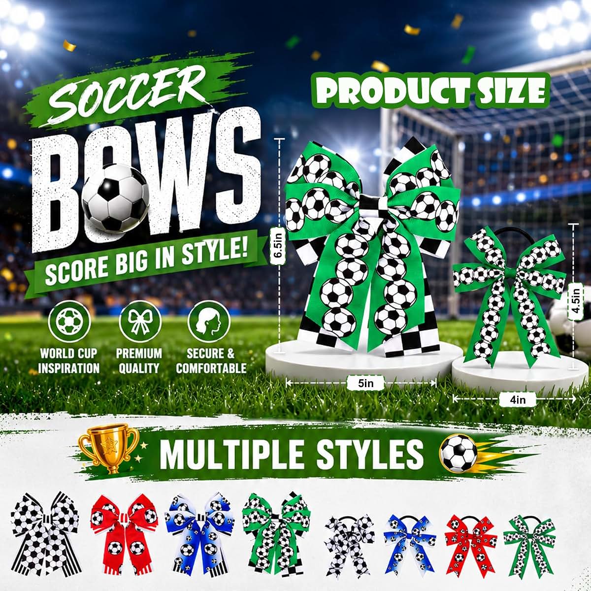 Vodolo Soccer Themed Hair Bows And Clips