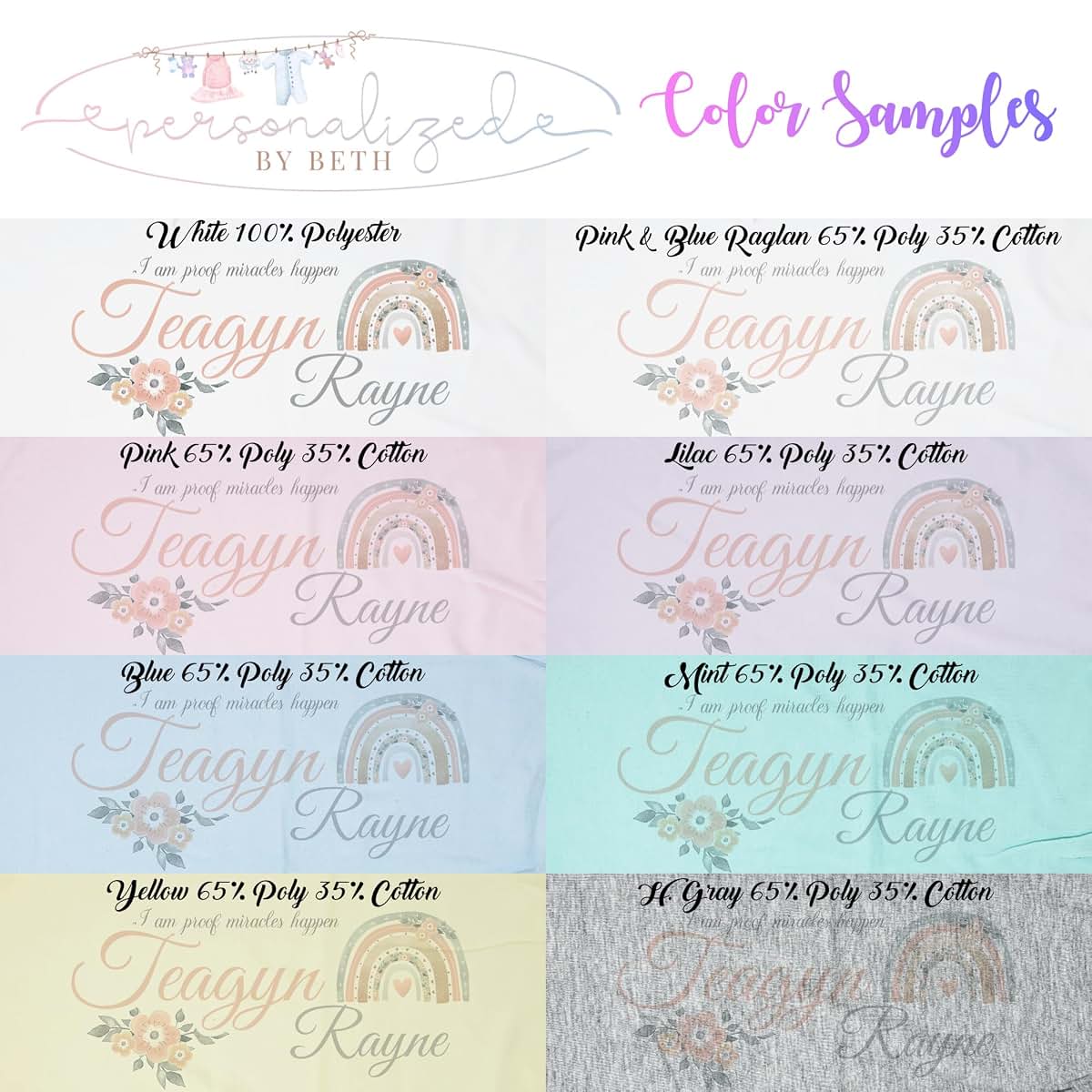 Personalized by Beth New Baby Girls Printed Boho Miracle Rainbow Personalized Infant Receiving Swaddle Blanket (photo 2)