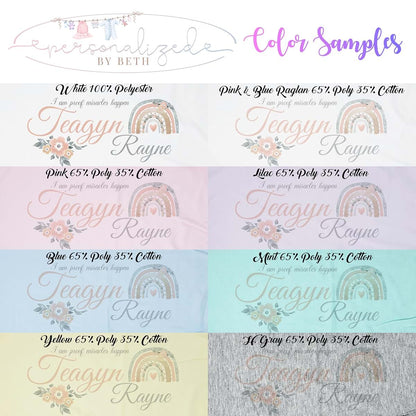 Personalized by Beth New Baby Girls Printed Boho Miracle Rainbow Personalized Infant Receiving Swaddle Blanket (photo 2)