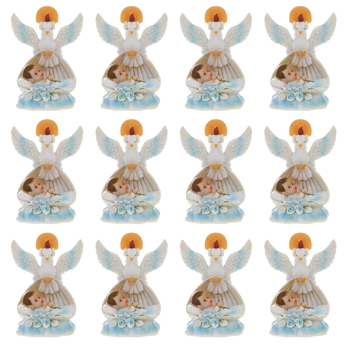 Keepsake Favor Set of 12 - Baby Laying in Basket Blue