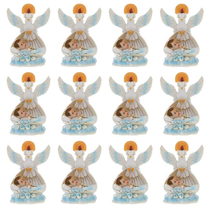 Keepsake Favor Set of 12 - Baby Laying in Basket Blue